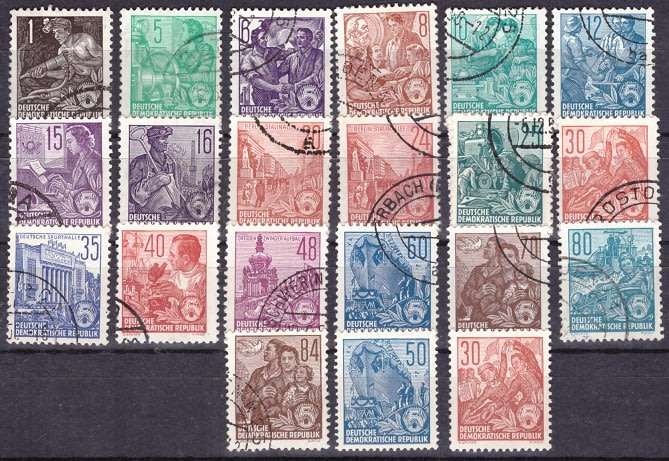 DDR 1953 -1956 Definitives - Five-Year Plan ULH SET CV R450 SG E153-176