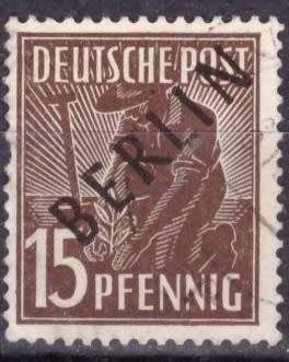 BERLIN 1948 BERLIN in Black Overprint on `Allied Occupation Zone` ULH CV R2000 SG B6