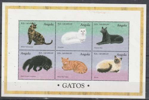 ANGOLA 1998 Cats FINE MINT MINI SHEET SG MS1296