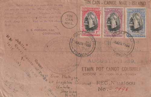 TOGA TIN CAN MAIL COVER 1939 RARE ITEM