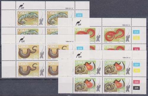 CISKEI 1984 Costal Angeling MNH CONTROL BLOCK SET