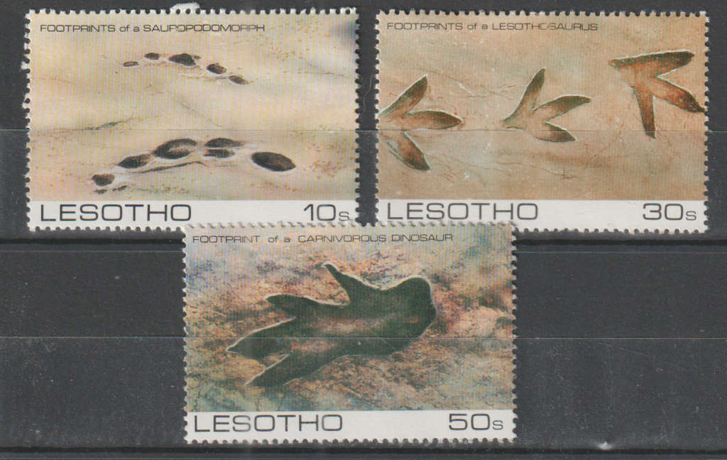 LESOTHO 1984 Fossilized Footprints of Prehistoric Animals UMM SG 596-598