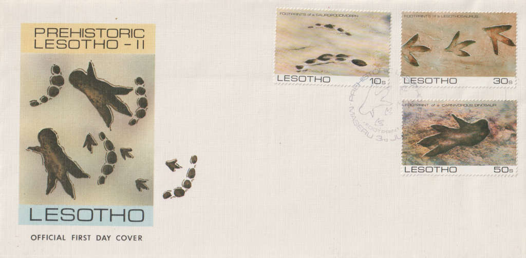 LESOTHO FDC 1984 Fossilized Footprints of Prehistoric Animals UMM SG 596-598