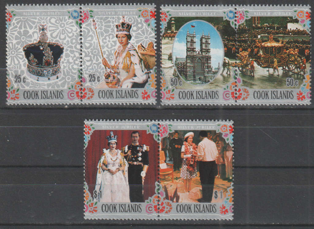 COOK ISLANDS 1977 The 25th Anniversary of Regency of Queen Elizabeth II UMM SG 564-9