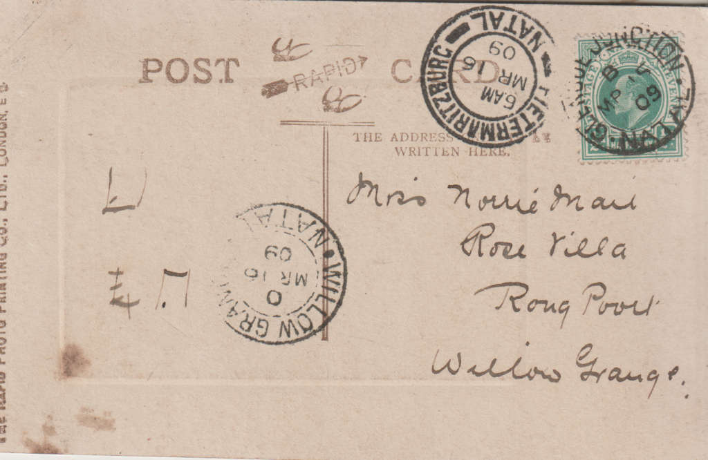 USED POST CARD NATAL 1908