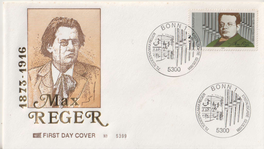 GERMANY 1991 The 75th Anniversary of the Death of Max Reger, Composer FDC SG 2376