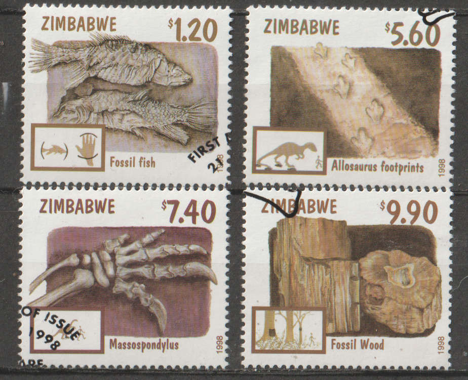 ZIMBABWE 1998 Fossils UNH SG 970-3