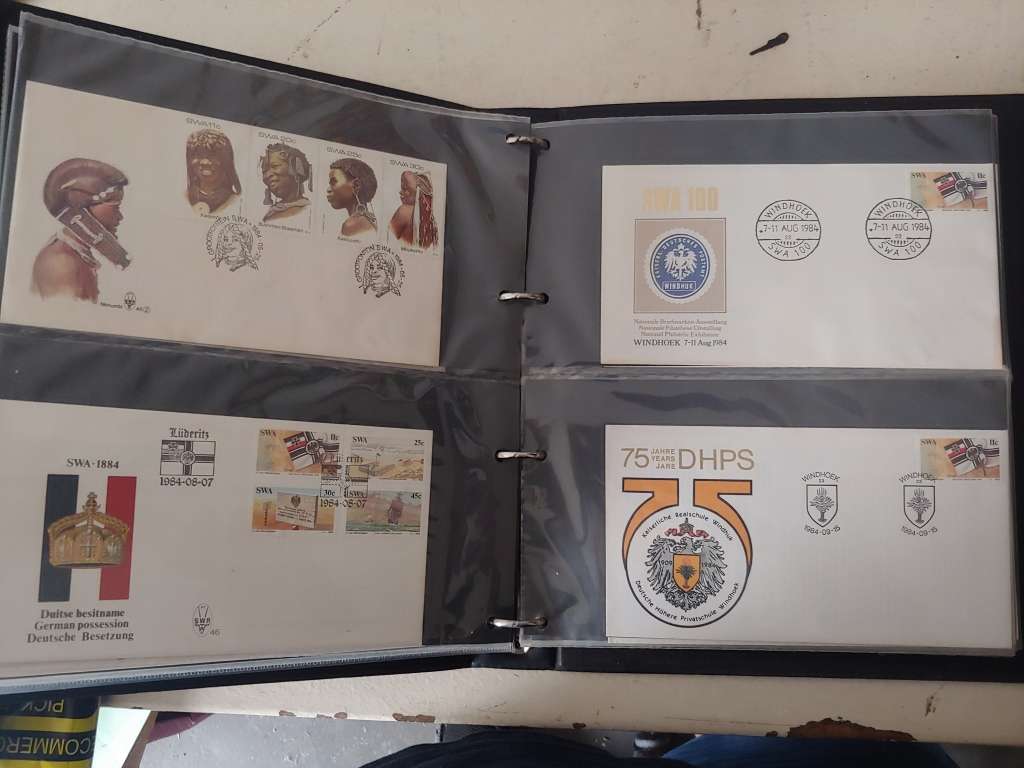 SG NEW THAMES COVER ALBUM 19 PAGES X 4 FDCS PLUS 4 PAGES LARGE FDCS 1 YEAR PACK SWA/NAMIBIA