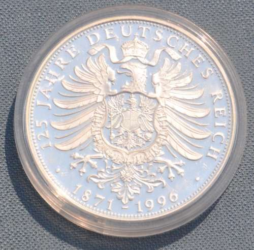 GERMANY - 125 Years Deutsches Reich - Rare German 99.9% Ag SILVER PROOF Commemorative Medal