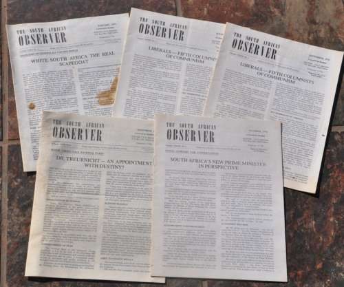 numerous copies of SOUTH AFRICAN OBSERVER (S.E.D. Brown)