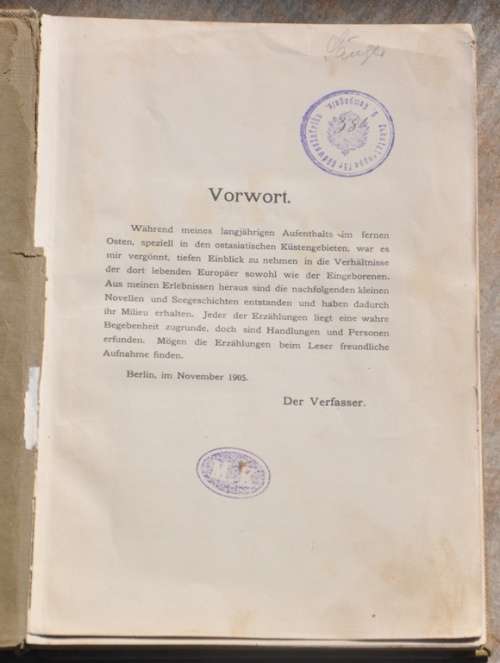 STURM UND DRANG IN TIENTSIN German colony collectible - first edition 1906 - DSWA stamps!