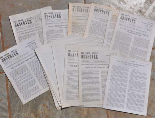 Collection of SOUTH AFRICAN OBSERVER  - rare Africana collectibles (different issues)