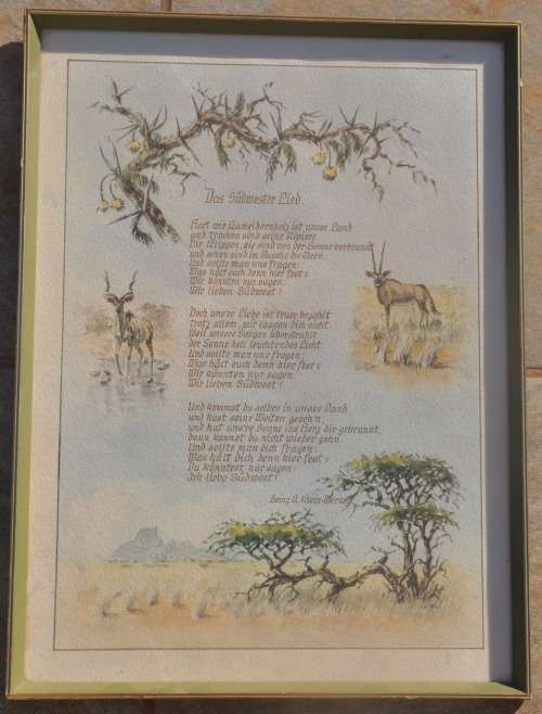 VINTAGE SÜDWESTERLIED framed, most likely first print - famous SWA collectible