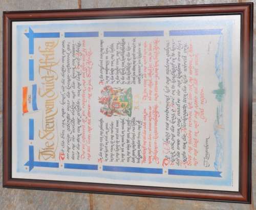 VINTAGE "DIE STEM VAN SUID-AFRIKA", professionally framed, - in top condition
