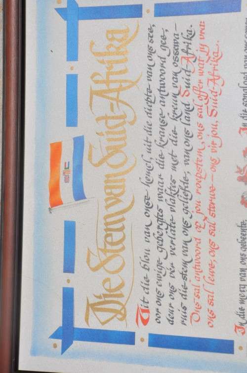 VINTAGE "DIE STEM VAN SUID-AFRIKA", professionally framed, - in top condition