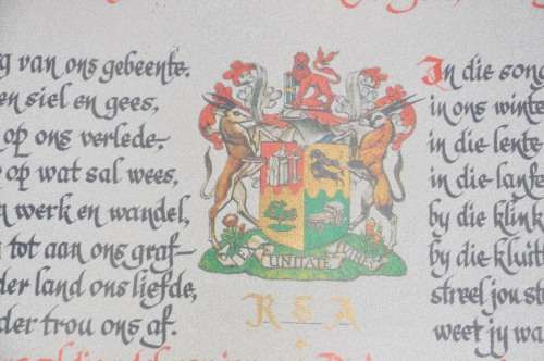 VINTAGE "DIE STEM VAN SUID-AFRIKA", professionally framed, - in top condition