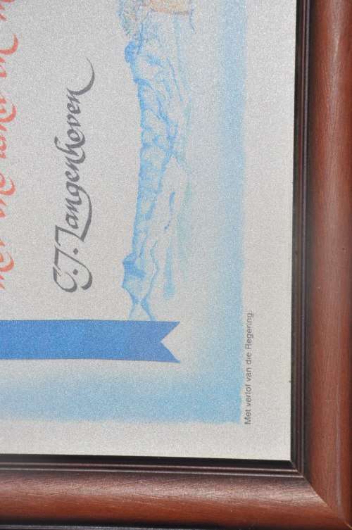 VINTAGE "DIE STEM VAN SUID-AFRIKA", professionally framed, - in top condition