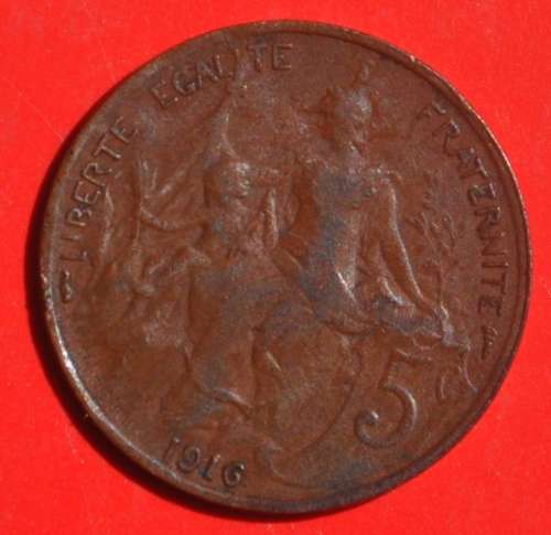 FRANCE 5 Centimes 1916 - numismatic collectible @ R1 Auction / No Reserve