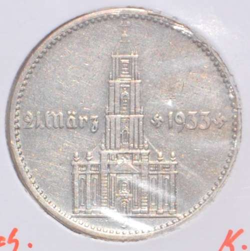 DEUTSCHES REICH  2 SILVER REICHSMARK 1934 D Church with Date 62.5% Ag - top numismatic investment