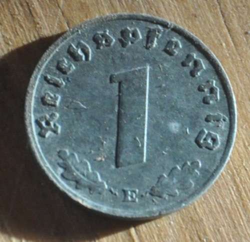 DEUTSCHES REICH 1 REICHSPFENNIG 1944 E - Rare German 100% Zinc Coin ORIGINAL THIRD REICH COLLECTIBLE
