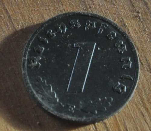 DEUTSCHES REICH 1 REICHSPFENNIG 1942 E - Rare German 100% Zinc Coin ORIGINAL THIRD REICH COLLECTIBLE