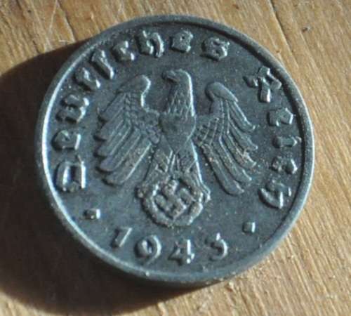 DEUTSCHES REICH 1 REICHSPFENNIG 1943 A - Rare German 100% Zinc Coin ORIGINAL THIRD REICH COLLECTIBLE