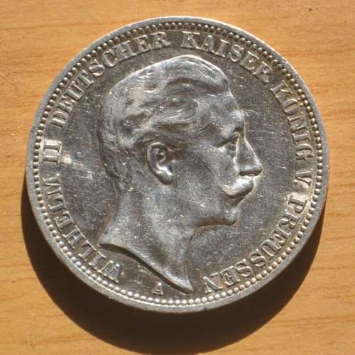 DEUTSCHES REICH 3 MARK 1910 A - (Germany) IMPERIAL EMPIRE Rare 90% Ag Silver Coin