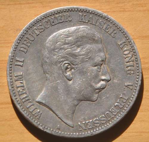 DEUTSCHES REICH 5 MARK 1907 A  (Germany) Prussia IMPERIAL EMPIRE Rare 90% Ag Silver Coin OPPORTUNITY
