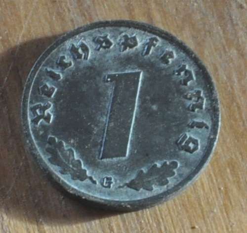DEUTSCHES REICH 1 REICHSPFENNIG 1942 G - Rare German 100% Zinc Coin ORIGINAL THIRD REICH COLLECTIBLE