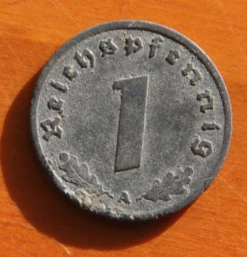 DEUTSCHES REICH 1 REICHSPFENNIG 1945 A - Rare German 100% Zinc Coin ORIGINAL THIRD REICH COLLECTIBLE