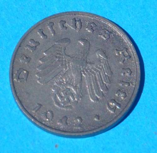 DEUTSCHES REICH 10 REICHSPFENNIG 1942 J UNC - ORIGINAL THIRD REICH NUMISMATIC COLLECTIBLE