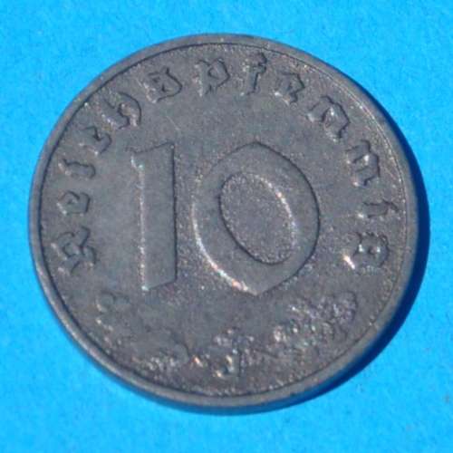DEUTSCHES REICH 10 REICHSPFENNIG 1942 J UNC - ORIGINAL THIRD REICH NUMISMATIC COLLECTIBLE