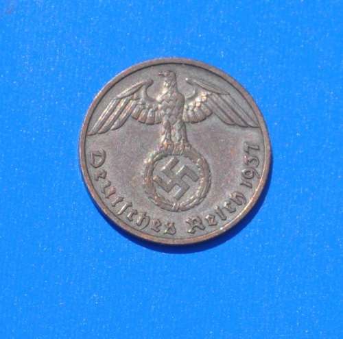 DEUTSCHES REICH - 1 REICHSPFENNIG 1937 F - Rare German Coin numismatic collectible  top preservation