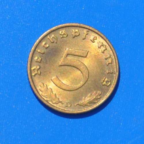 DEUTSCHES REICH - 5 REICHSPFENNIG 1937 D - German Aluminiumbronze Coin in Top Preservation!!!