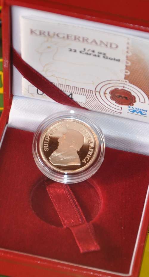 KRUGERRAND 1/4 oz Gold PROOF COIN 2008  - SA MINT BOX & CERTIFICATE