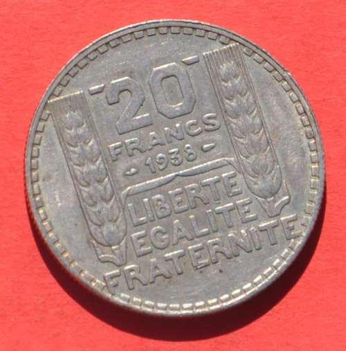 FRANCE 20 Silver Francs 1938 (crown size) - SUPERB NUMISMATIC COLLECTIBLE