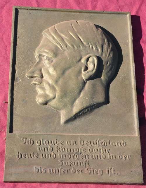 ORNAMENT Adolf Hitler Confession RELIEF - rare THIRD REICH collectible in excellent preservation