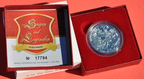 Austria ÖSTERREICH 10 Silver Euro 2011 - Der liebe Augustin - PROOF WITH CERTIFICATE