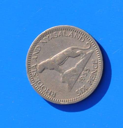 RHODESIA AND NYASALAND Six Pence 1955 - DEMANDING NUMISMATIC COLLECTIBLE