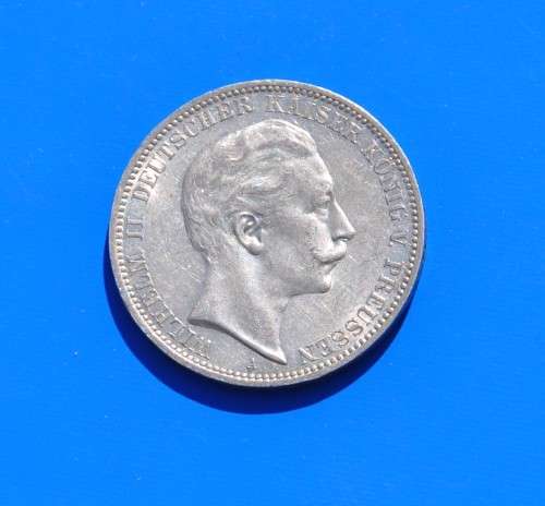 DEUTSCHES REICH 3 MARK 1911 A PRUSSIA Rare German 90% Silver Coin in EF+ preservation