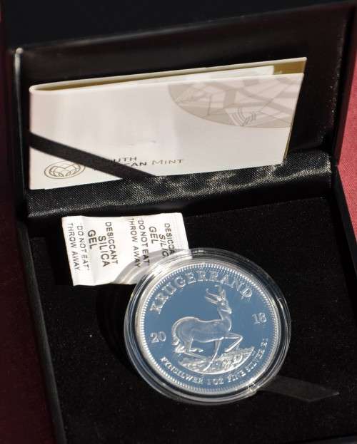SOUTH AFRICA 1 Silver KRUGERRAND 2018 - PROOF COIN originally encapsulated CERTIFICATE
