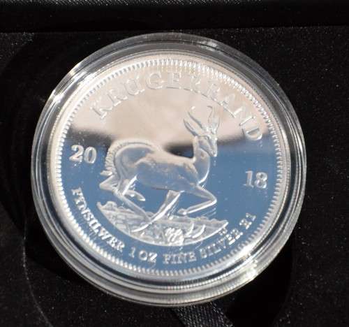 SOUTH AFRICA 1 Silver KRUGERRAND 2018 - PROOF COIN originally encapsulated CERTIFICATE