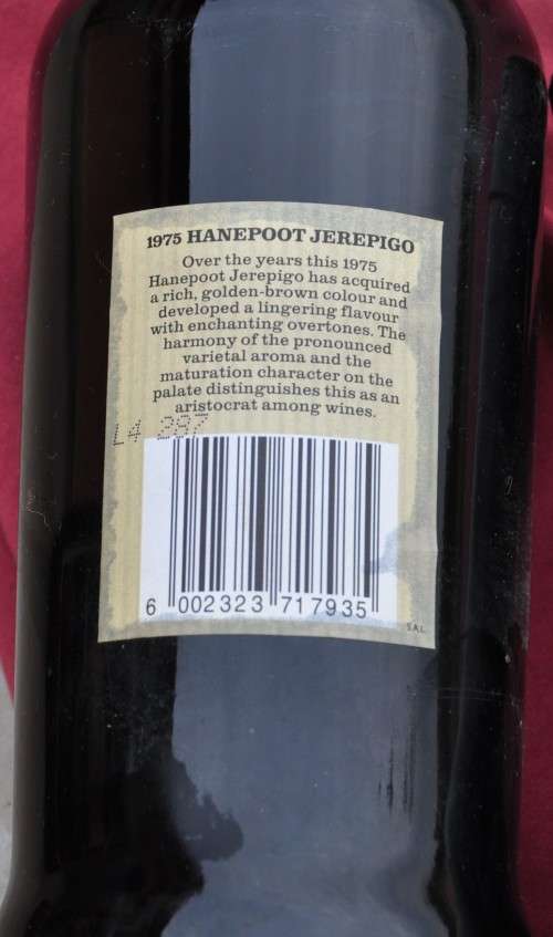 KWV JEREPIGO HANEPOOT 1975 Special - originally corked, professionally stored - PICK UP POSSIBLE