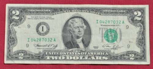RARE 2 Dollars 1976 USA (200 Years of Declaration, 1776)