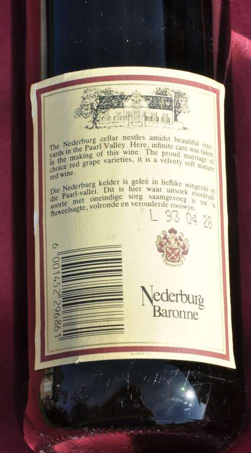 NEDERBURG BARONNE 1989 - originally corked, professionally stored THE PERFECT CHRISTMAS GIFT