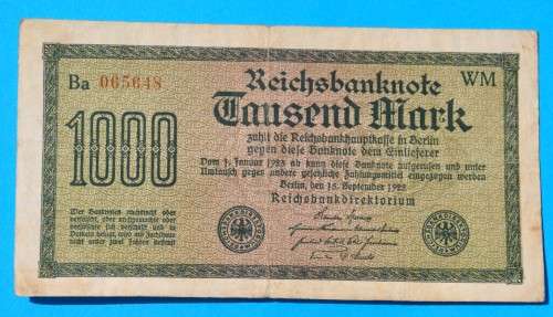 DEUTSCHES REICH 1000 Mark 1922 GERMAN EMPIRE / GERMANY