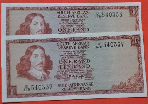 TWO CONSECUTIVE R1 1975 E/A, TW de Jongh, Third Issue - AU