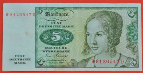 GERMANY 5 Deutsche Mark 1980 - ***VF*** (still legal tender in Germany)