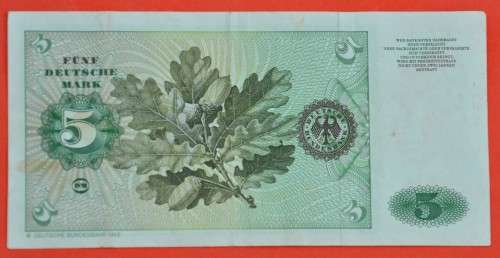 GERMANY 5 Deutsche Mark 1980 - ***VF*** (still legal tender in Germany)