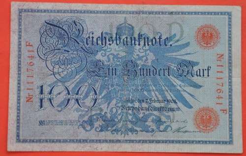 DEUTSCHES REICH 100 Mark 1908 GERMAN EMPIRE / GERMANY